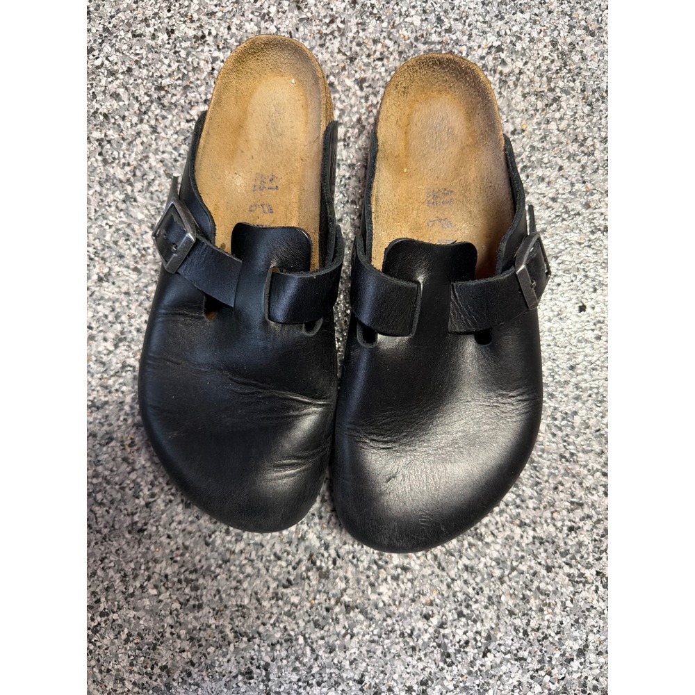 Birkenstock Boston Black Leather Clogs Mules Mens 8 Womens 10 EU 41 Regular